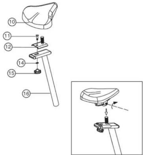 Christopeit EM 6 - Step 5: Attach the saddle (10) at saddle slide (12). - 1