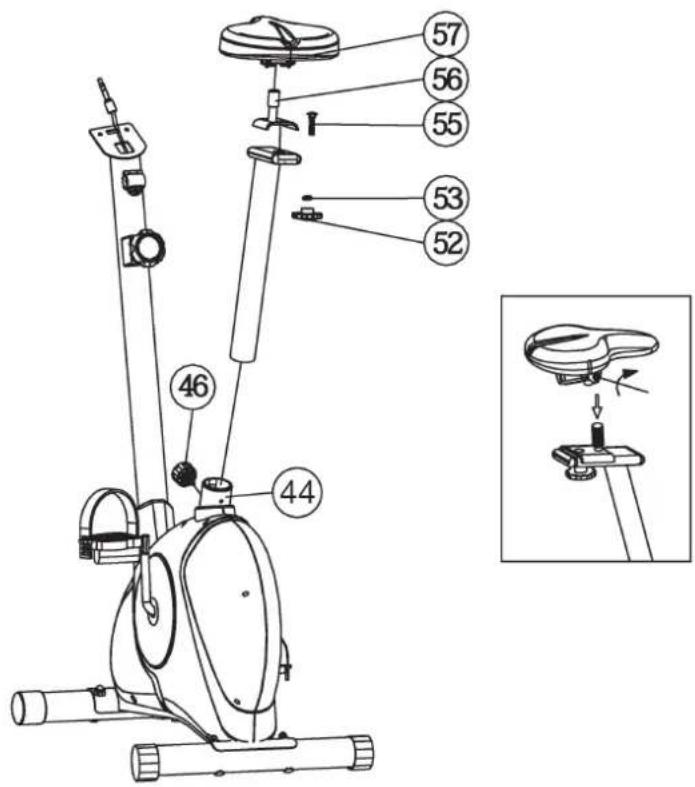 Christopeit AX 1 - Step 4: Attach the saddle (57) and saddle support (47). - 1