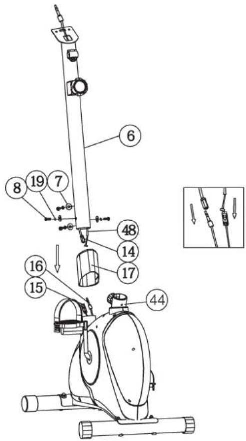 Christopeit AX 1 - Step 3: Attach the front post (6) at main frame (44). - 1