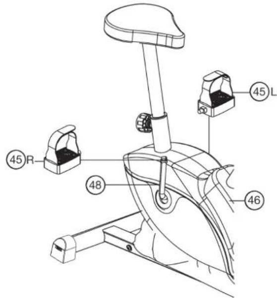 Christopeit AP 1 - Step 6: Attach the pedals (45L+45R) at pedal crank (48). - 1