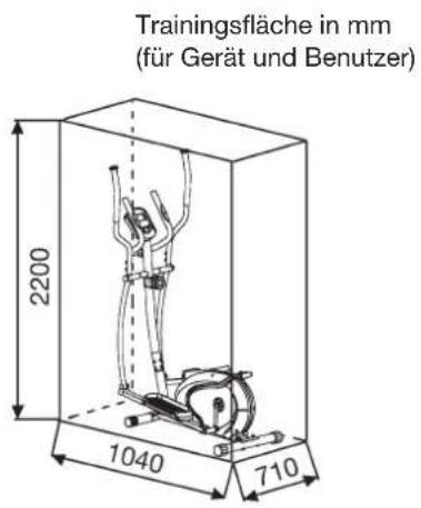 Trainingsfläche in mm (für Gerät und Benutzer) 2200 1040 710