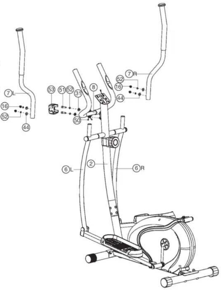 Technical diagram of an exercise machine with numbered components and labeled parts in Chinese