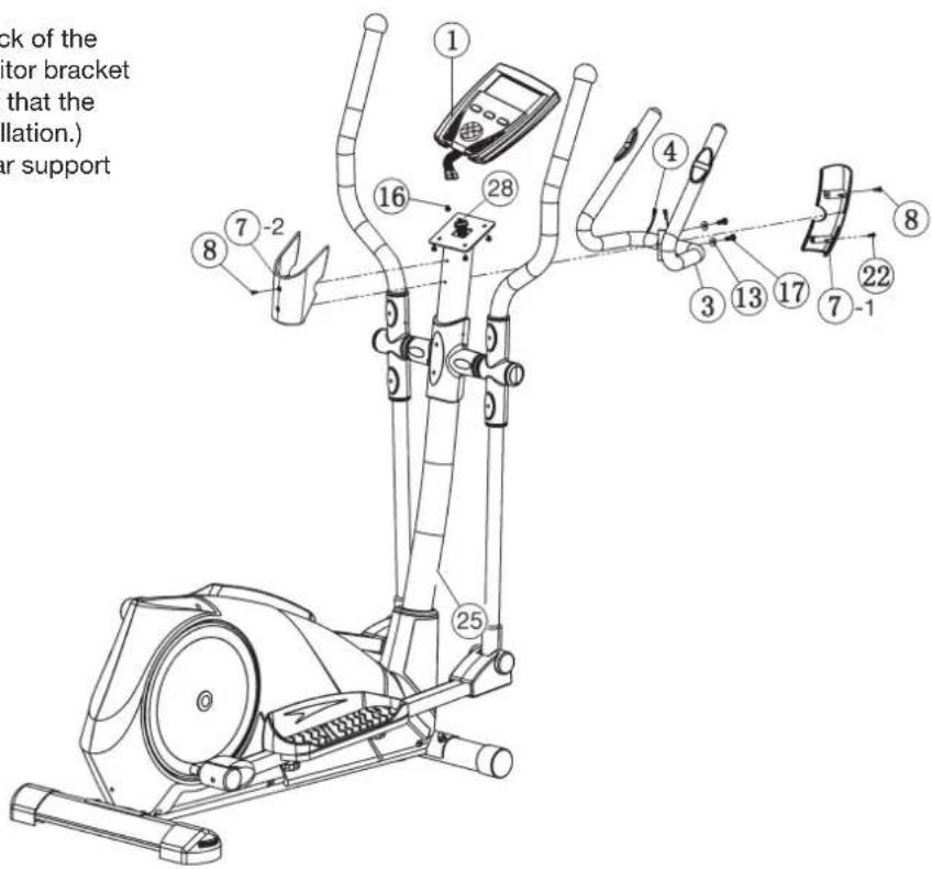 Christopeit CX 4 - Step 6: Attach the handle grip (3) and computer (1) at support (25). - 2