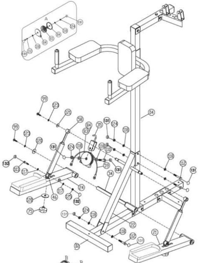 Christopeit Profi Center XL - SCHRITT 15: Montage des Seiles 3 für den Butterfly (29) mit Seilrolleneinheiten. - 1