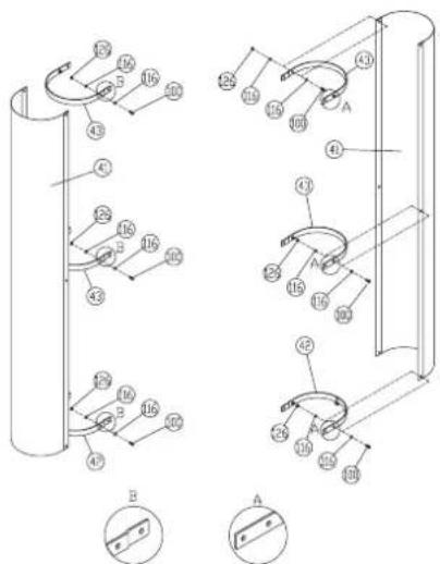 Christopeit Profi Center de Luxe - Étape 18: Installation de l'enveloppe de poids (41) avec l'appui d'enveloppe de poids (42) et les plateaux de recoumbement (43). - 4