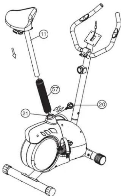 Christopeit CPS 6 - Step 6: Attach the saddle support (11) at main frame (21). - 1