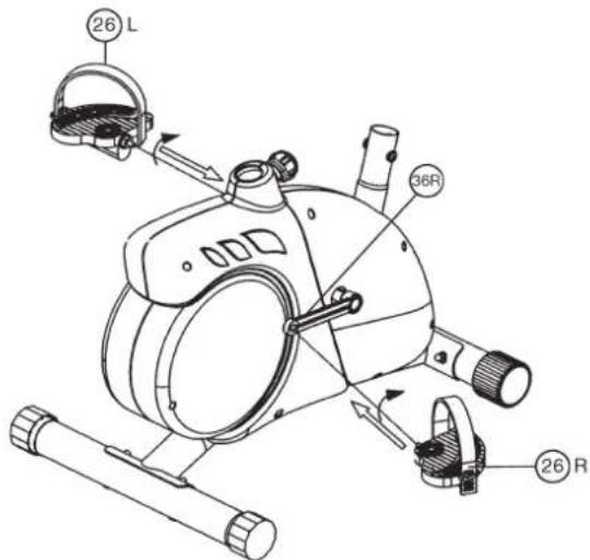 Christopeit CPS 6 - Step 2: Attach the pedal (26) at pedal crank (36). - 1