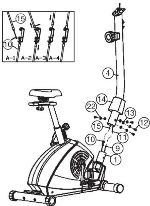 Christopeit AC 1 - Step 4: Attach the handlebar support (4) at the main frame (1). - 1