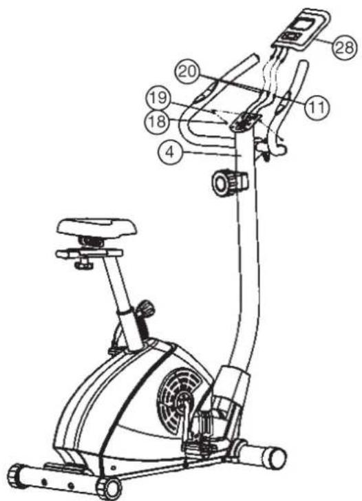 Christopeit AC 1 - Step 6: Attach the computer (28) at handlebar support (4). - 1