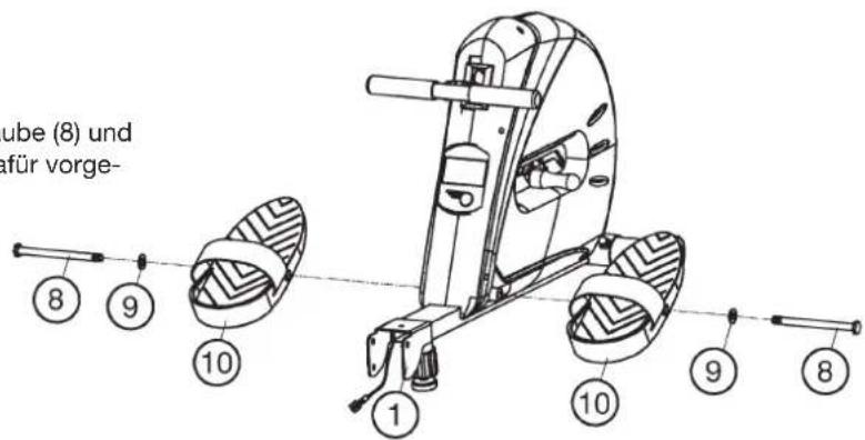 Christopeit Cambridge II - Schritt 3: Montage der Fußschalen (10) am Grundrahen (1). - 1