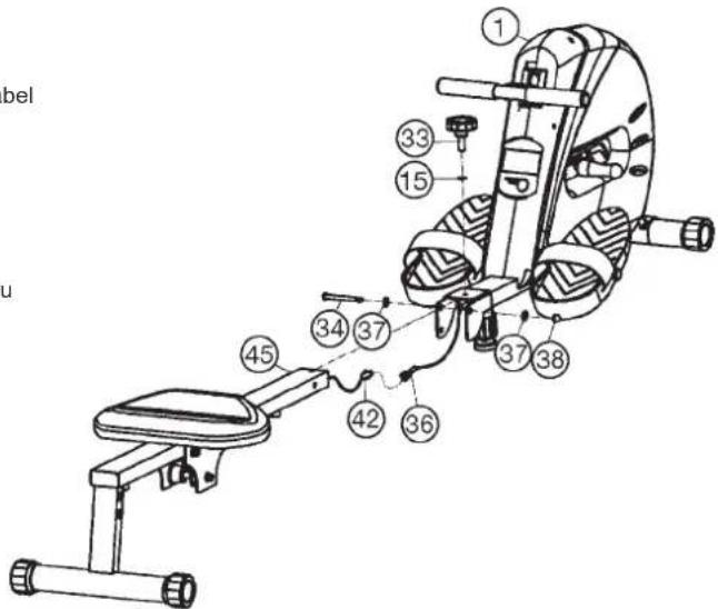 Christopeit Cambridge II - Krok 5: Pripevnete ram sedadla (45) k hlavnimu ramu (1). - 1