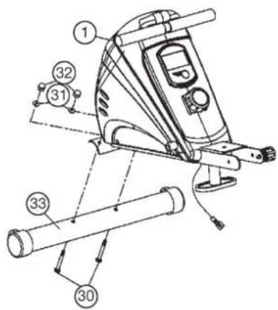 Christopeit Cardiff - Step 1: Attach the front foot (33) at main frame (1). - 1