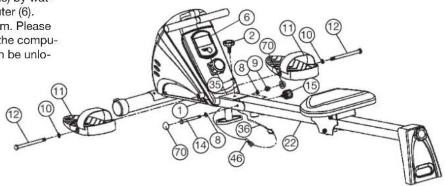Christopeit Cardiff - Attach the seat rail (22) and pedals (11) at main frame (1). - 1