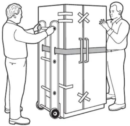 GE GSS25GSHSS - CÓMOCARGAR EL REFRIGERADOR EN UNA CARRETTLA DE MANO - 1