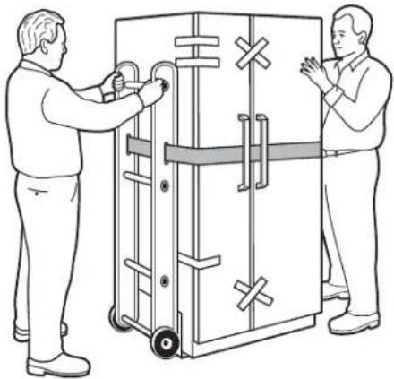 GE GSE25GGHBB - CÓMO CARGAR EL REFRIGERADOR EN UNA CARRETILLA DE MANO - 1