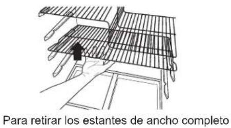 Para retirar los estantes de ancho completo