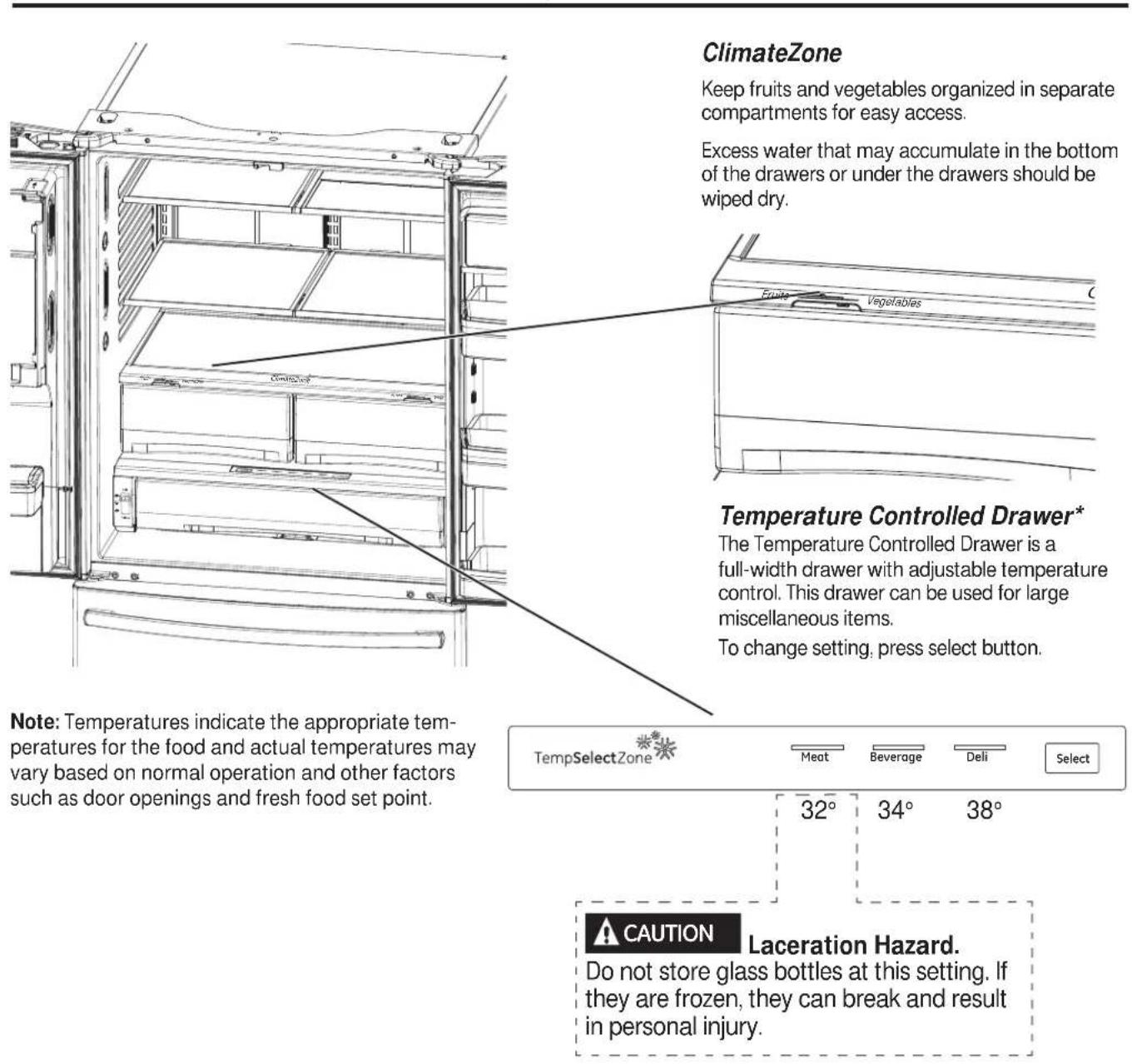 GE GFE26GGHBB - About the climate zone and temperature controlled drawer. - 1
