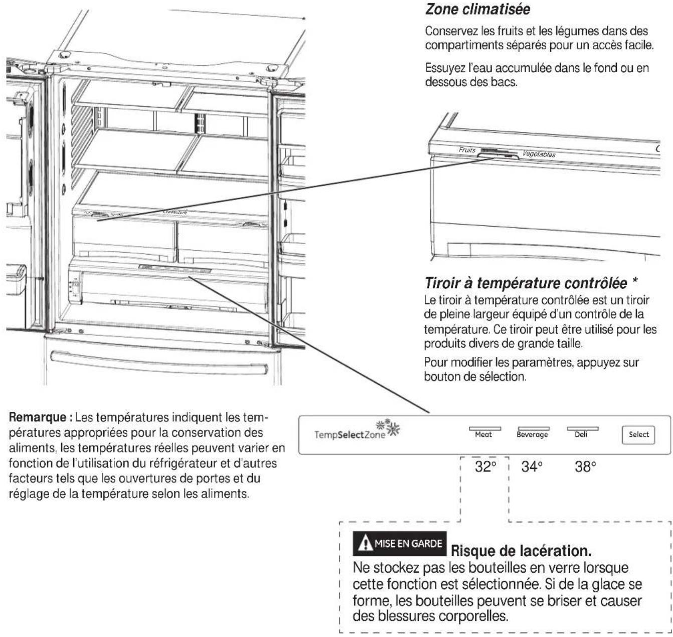 GE GFE26GGHBB - Bacs de porte non régiables - (Modèle avec distributeur - Porte gauche) - 1