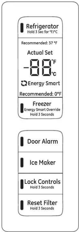 GE GFE26GGHBB - About the controls with temperature settings. - 3