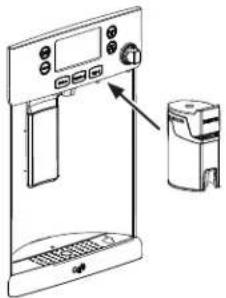 Diagram of a refrigerator control panel with labeled buttons and a close-up view of the front panel.