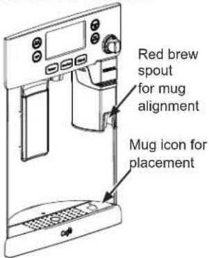 Red brew spout for mug alignment Mug icon for placement