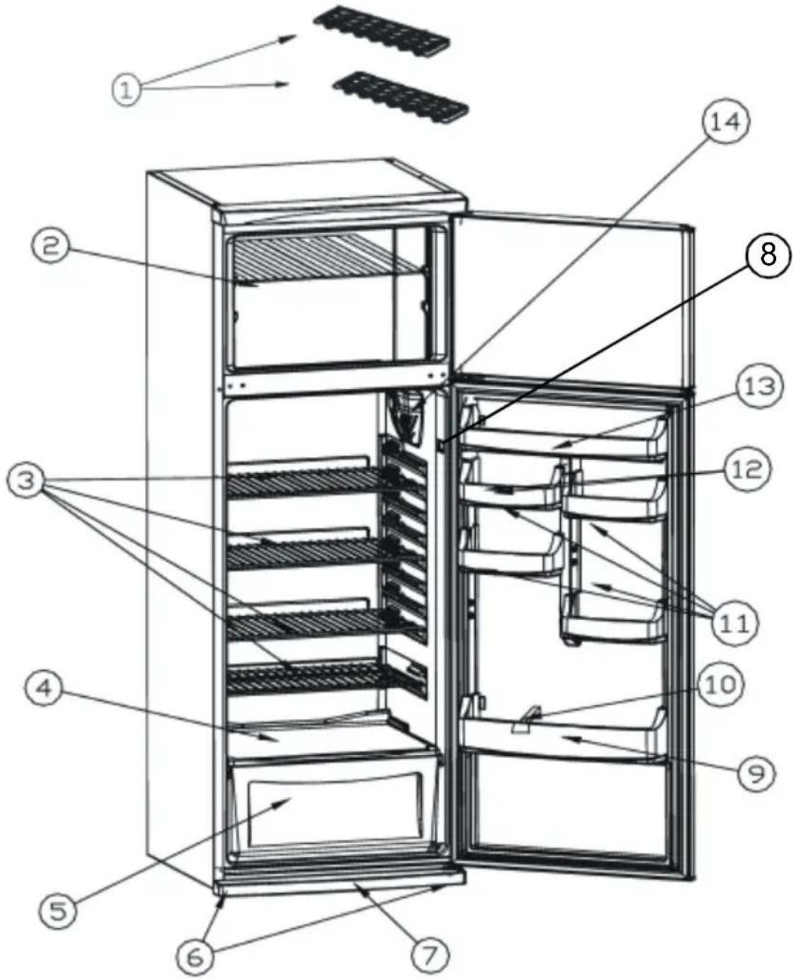 TEKA FT2 410 - LISTE DES ACCESSOIERES ET DES COMPARTIMENTS DU REFRIGERATEUR - 1