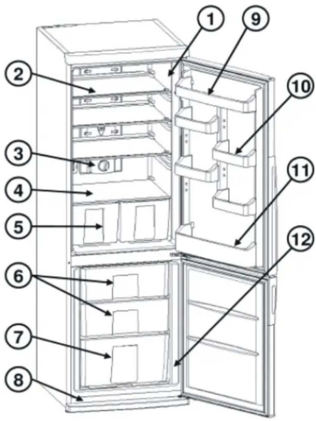 BOMPANI BO400NF - THE PARTS OF THE APPLIANCE AND THE COMPARTMENTS - 2
