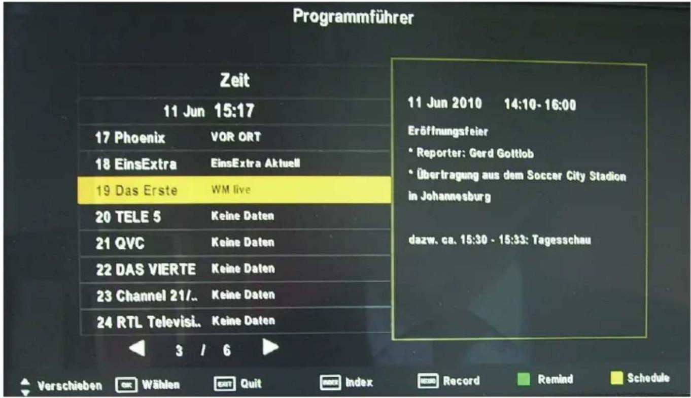 XORO HTC 2433 HD - Guide électronique des programmes (EPG) - 1