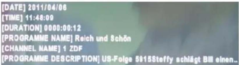 XORO HTC 2433 HD - Information about a recorded file - 1