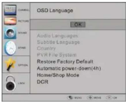 HAIER LET24T1000HF - OPTION MENU (Menu Options) - 1