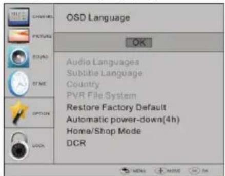 HAIER LET19T1000H - OPTION MENU (menu opzioni) - 1
