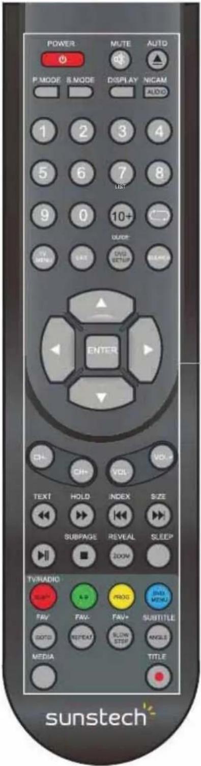 Sunstech TLEXI1663HD - Remoto Controlo Instructions in DVD mode - 1