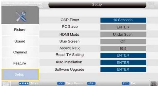 Sunstech TLEXI1663HD - Setup Menu - 1