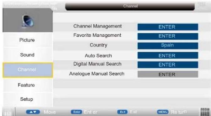 Sunstech TLEXI1663HD - Channel Menu - 1