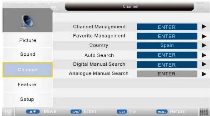 Sunstech TLEXI1663HD - Menu Canales - 1