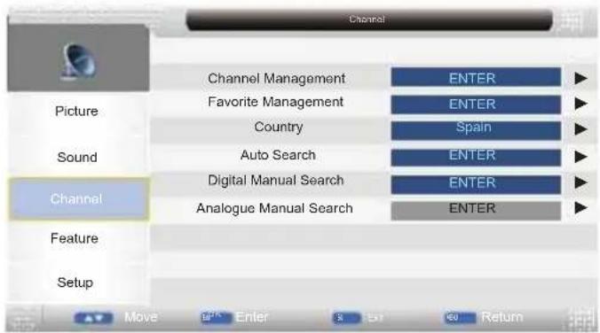 Sunstech TLEXI1663HD - Menu Canal - 1