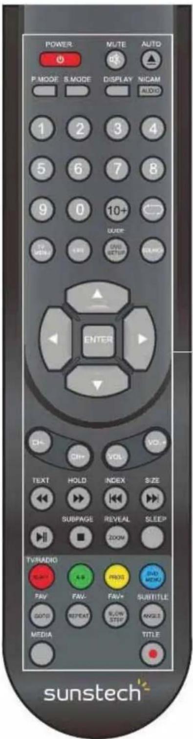 Sunstech TLEXI1663HD - Instructions sur la Telecommande en mode DVD - 1