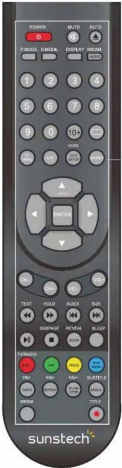 Sunstech TLEXI1663HD - Instruções do Controlo Remoto no modo DTV - 1