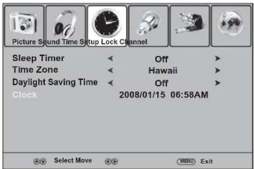 Dynex DXLCD3209 - Time menu - 1