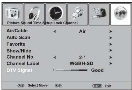 Dynex DXLCD3209 - Channel menu - 1