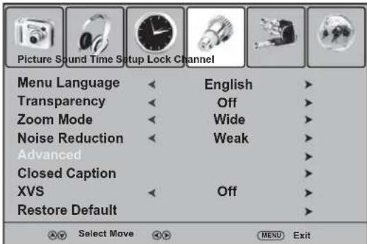 Dynex DXLCD3209 - Menu de configuración (Setup) - 1
