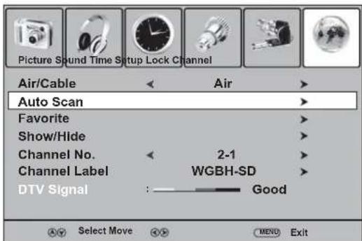 Dynex DXLCD3209 - Pour mémoriser les canaux quand la source du signal TV est sur Air [Réception hertzienne] (antenne): - 2