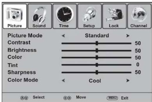 Dynex DXLCD3209 - Picture menu (Menu image) - 1