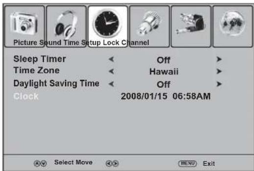 Dynex DXLCD3209 - Time menu (Menu heures) - 1