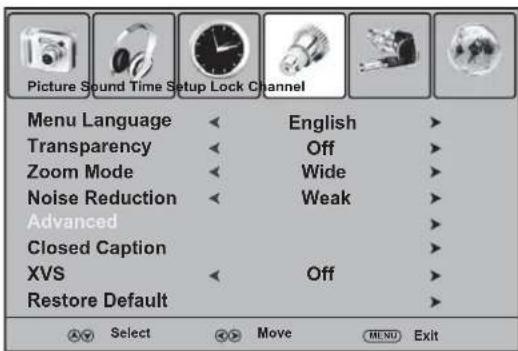 Dynex DXLCD3209 - Setup menu (Menu configuration) - 1
