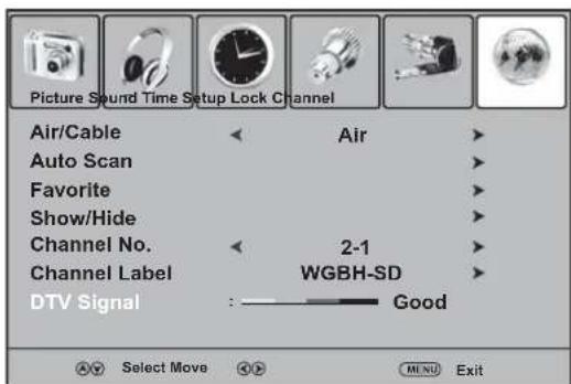 Dynex DXLCD3209 - Channel menu (Menu canal) - 1
