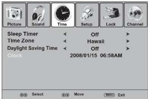 Dynex DXLCD3209 - Menu de hora (Time) - 1