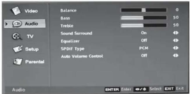 Dynex DXLCD19 - Audio menu - 1