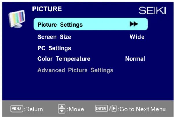 Seiki SC322TI - Menu deImagen - 1