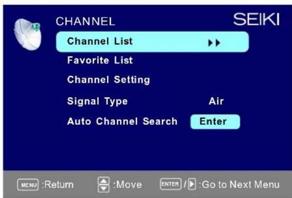 Seiki SC322TI - CHANNEL MENU - 1